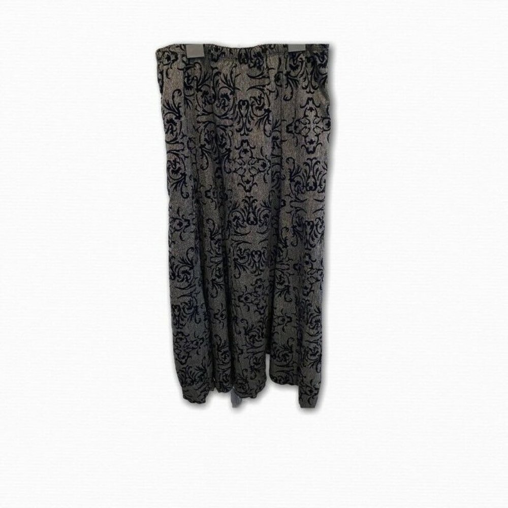 J. Jill Womens A Line Skirt Black Scroll Midi 8P
